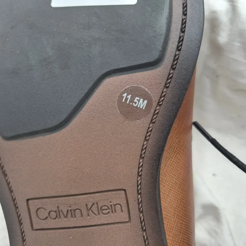 NEW Calvin Klein Leather upper oxfords Loafer burnished brown men's size 11.5